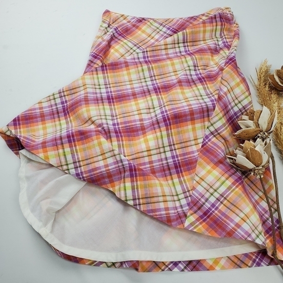 TALBOTS Pink Purple Orange Plaid Skirt Size 4 - Picture 4 of 13